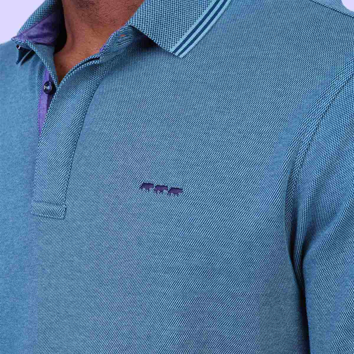 Polo piqué Oxford bleu petrole, MISE AU GREEN