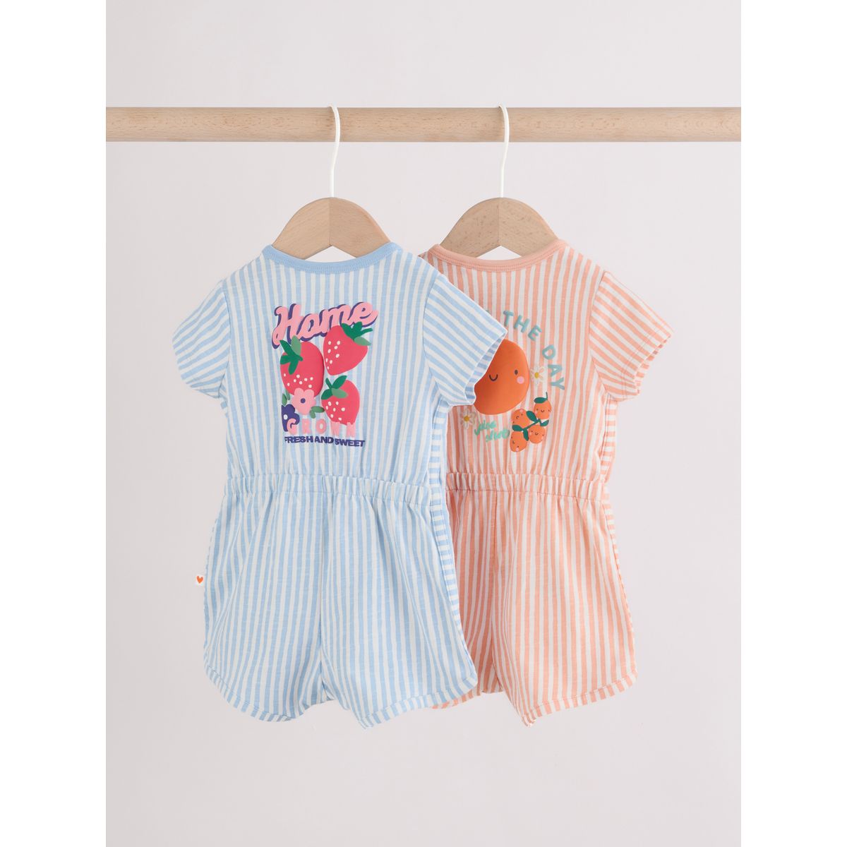 Barboteuse en jersey style sport, lot de 2 rayures bleues et orange, NEXT