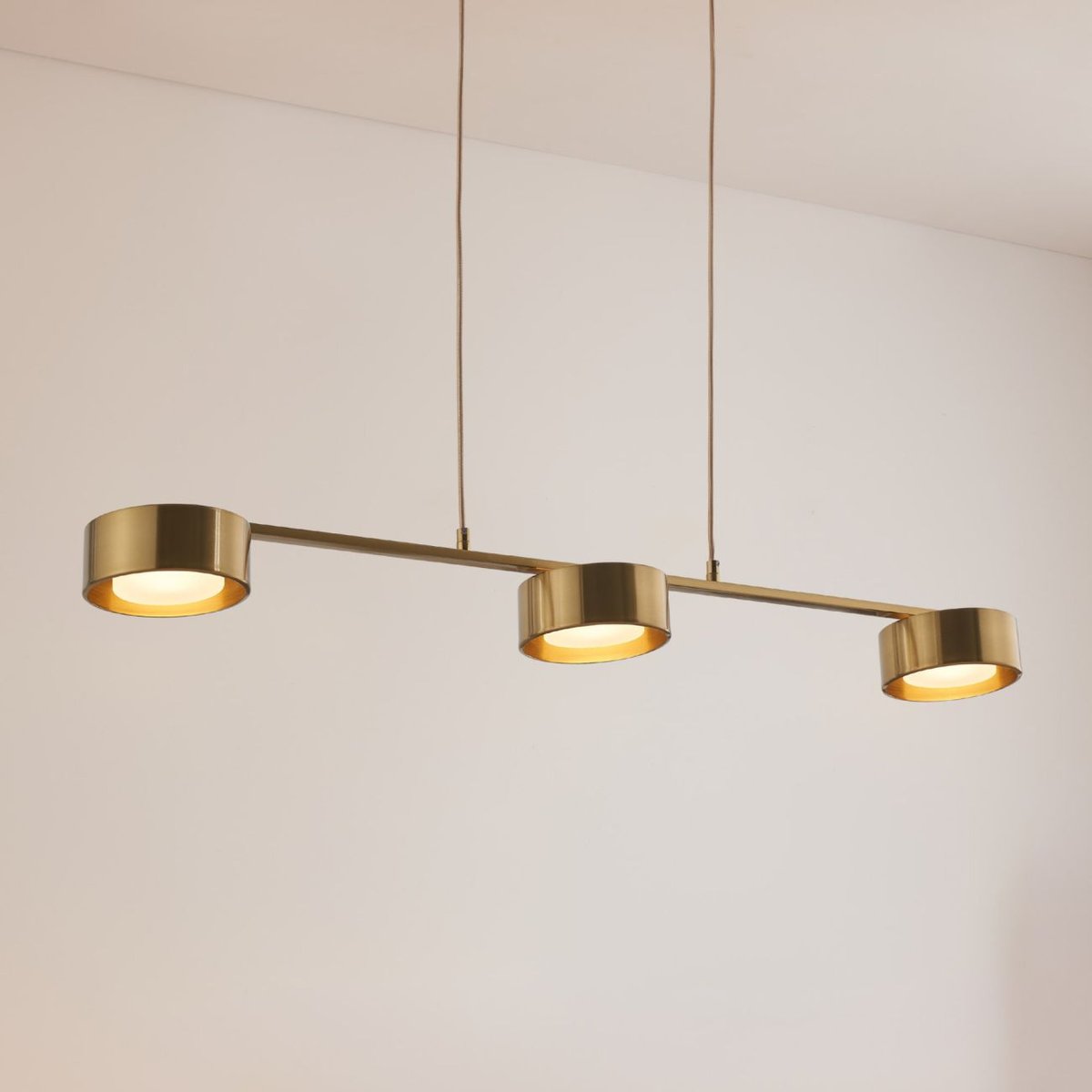 Suspension LED longiligne dorée - PRINS laiton, KOSILUM