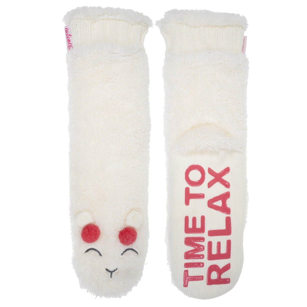 Chaussettes d'intérieur sherpa, picots antidérapants blanc, ISOTONER