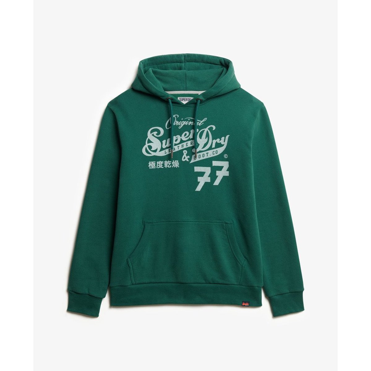 Sweat à capuche Leather & Boot Co Script vert émail, SUPERDRY