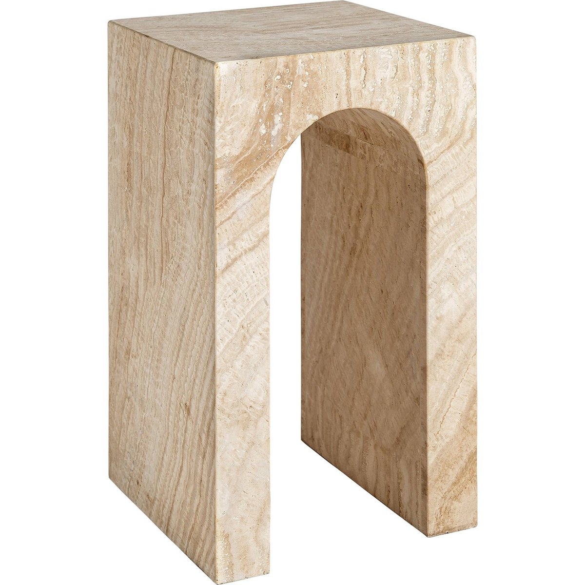 Table d'appoint en travertin style art déco brun clair travertin naturel, RECOLLECTION