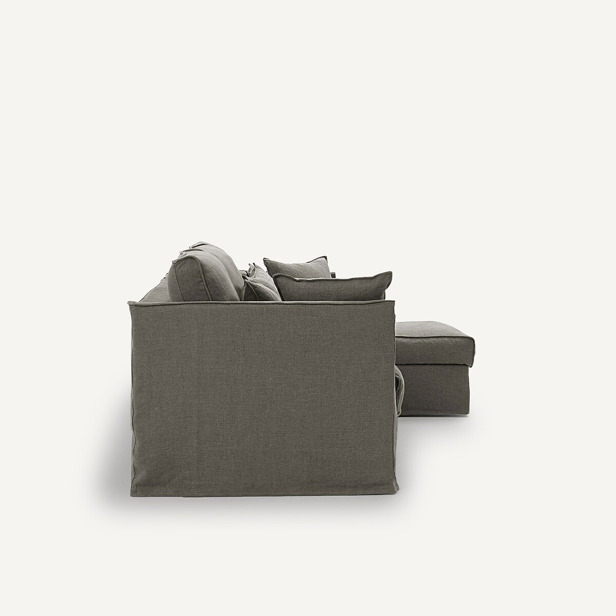 Canapé d’angle lin épais stonewashed, Camille ecorce, AM.PM