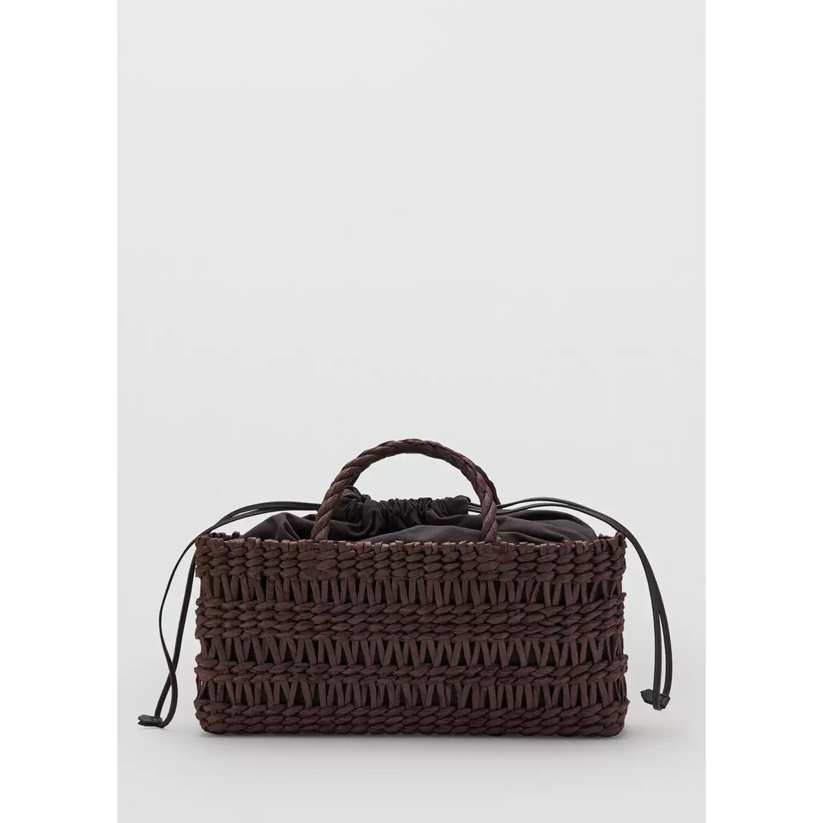 Sac moyen tote en fibres naturelles chocolat, MANGO