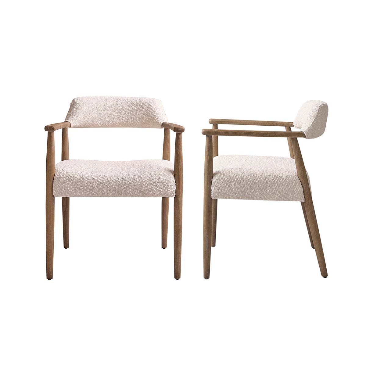 Lot de 2 chaises en bois de chêne et bouclette LUISA blanc, BERAH GETAH