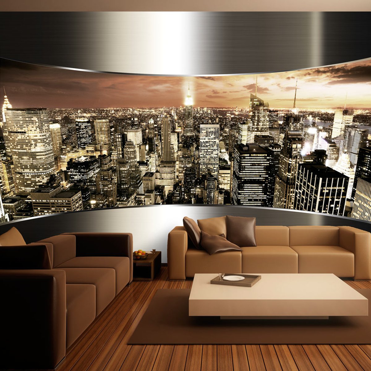 Papier peint intissé panoramique Ville et Architecture Panorama de New York beige, EDEN