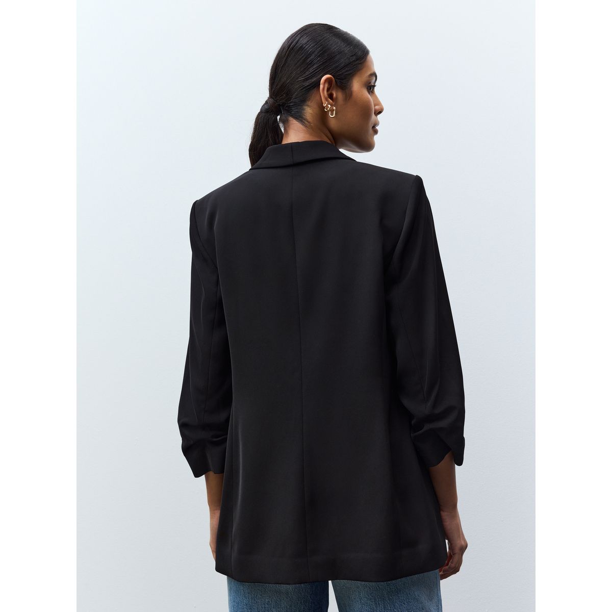 Blazer décontracté à manches froncées noir, NEXT