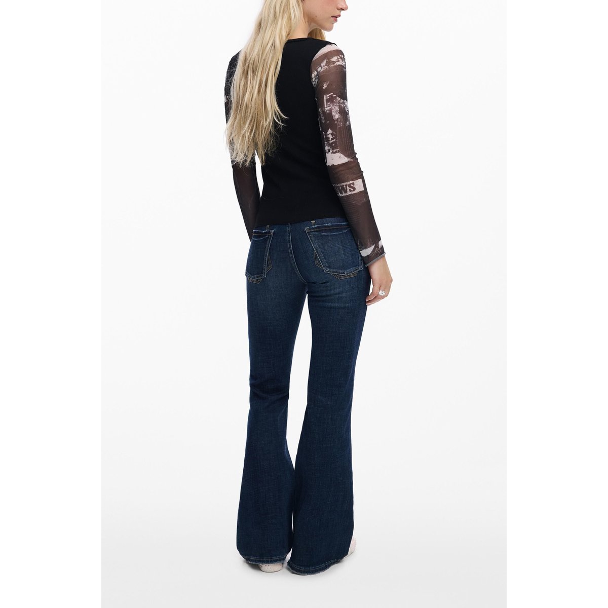 T-shirt manches en mousseline noir, DESIGUAL