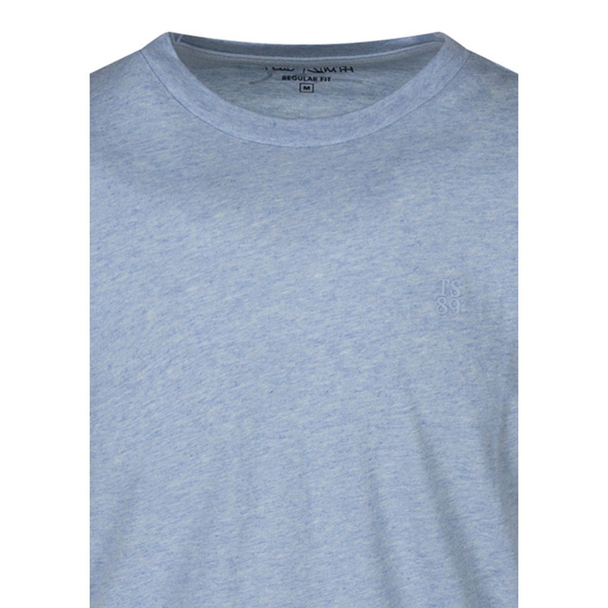 T-shirt bleu uni coupe droite avec un col rond et des manches courtes bleu, TEDDY SMITH