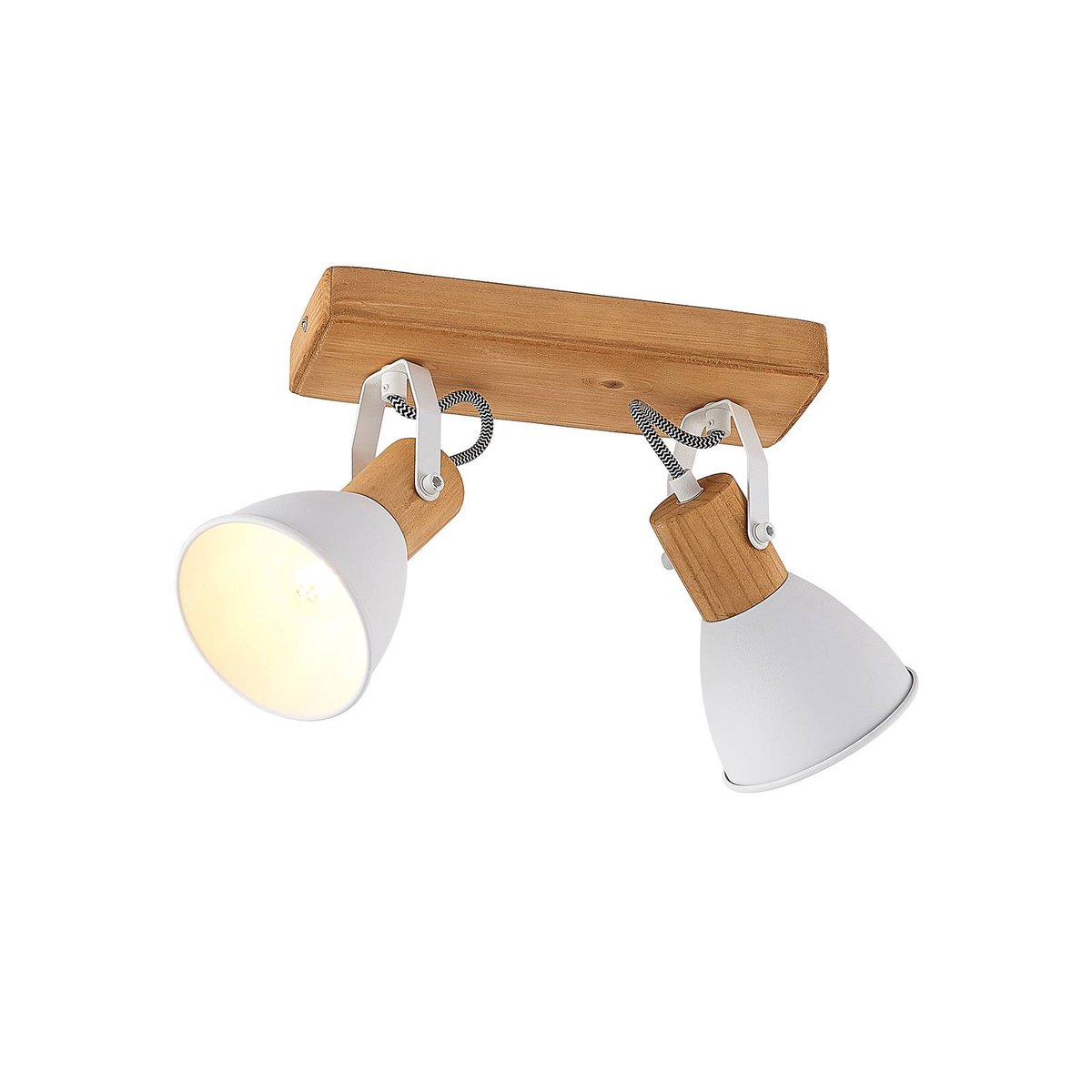 Spot en bois scandinave, Merela bois clair, blanc, LINDBY
