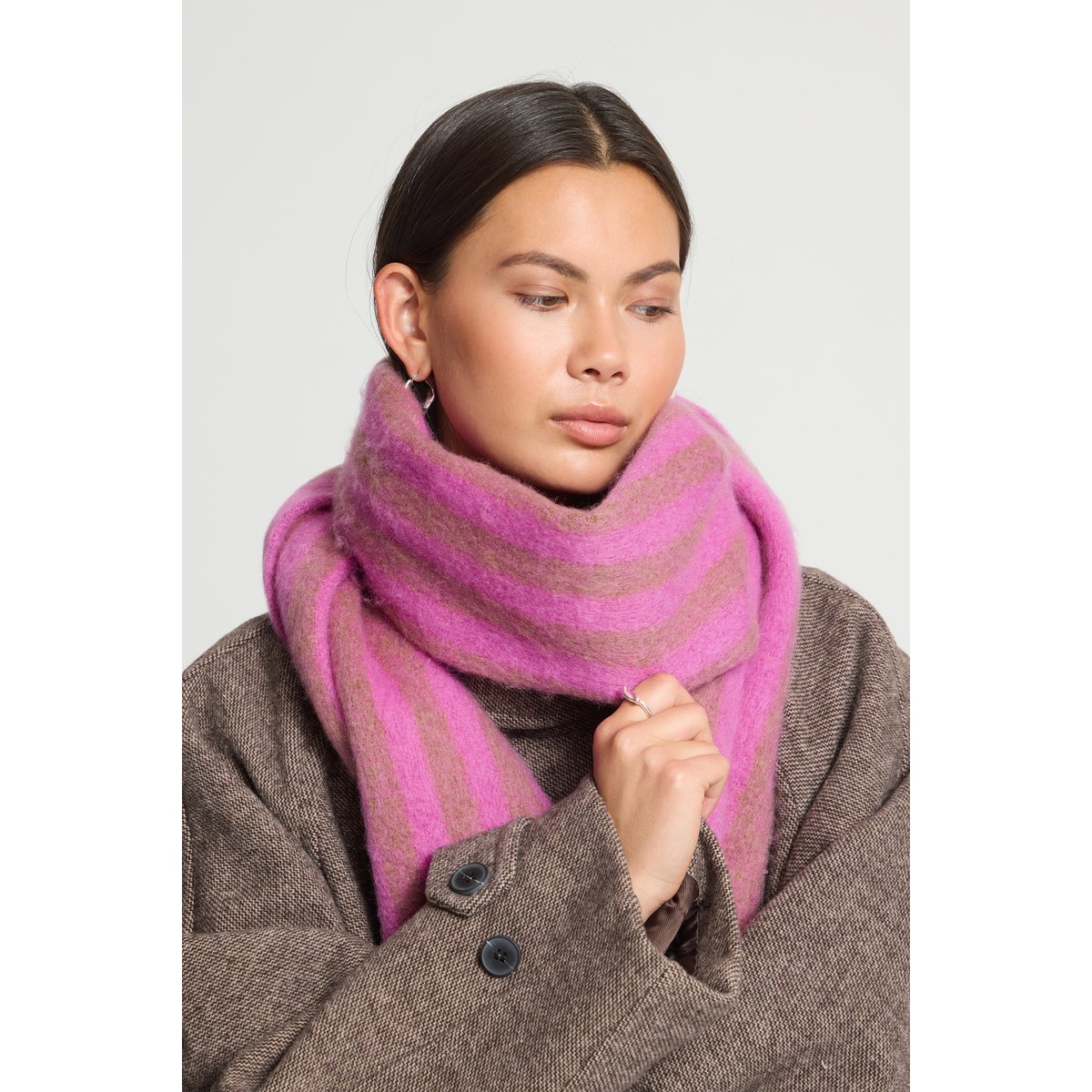 Echarpe type plaid, ultra douce, chaude, très confortable marron toasted coconut, ICHI