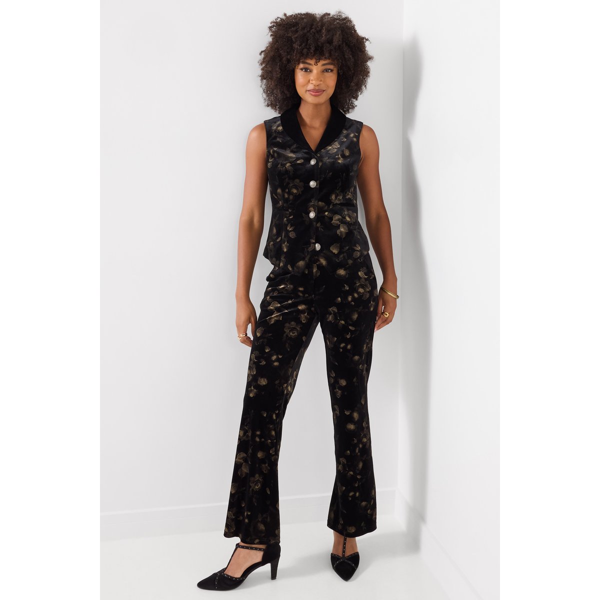Veston en Velours Imprimé Fleuri noir, JOE BROWNS