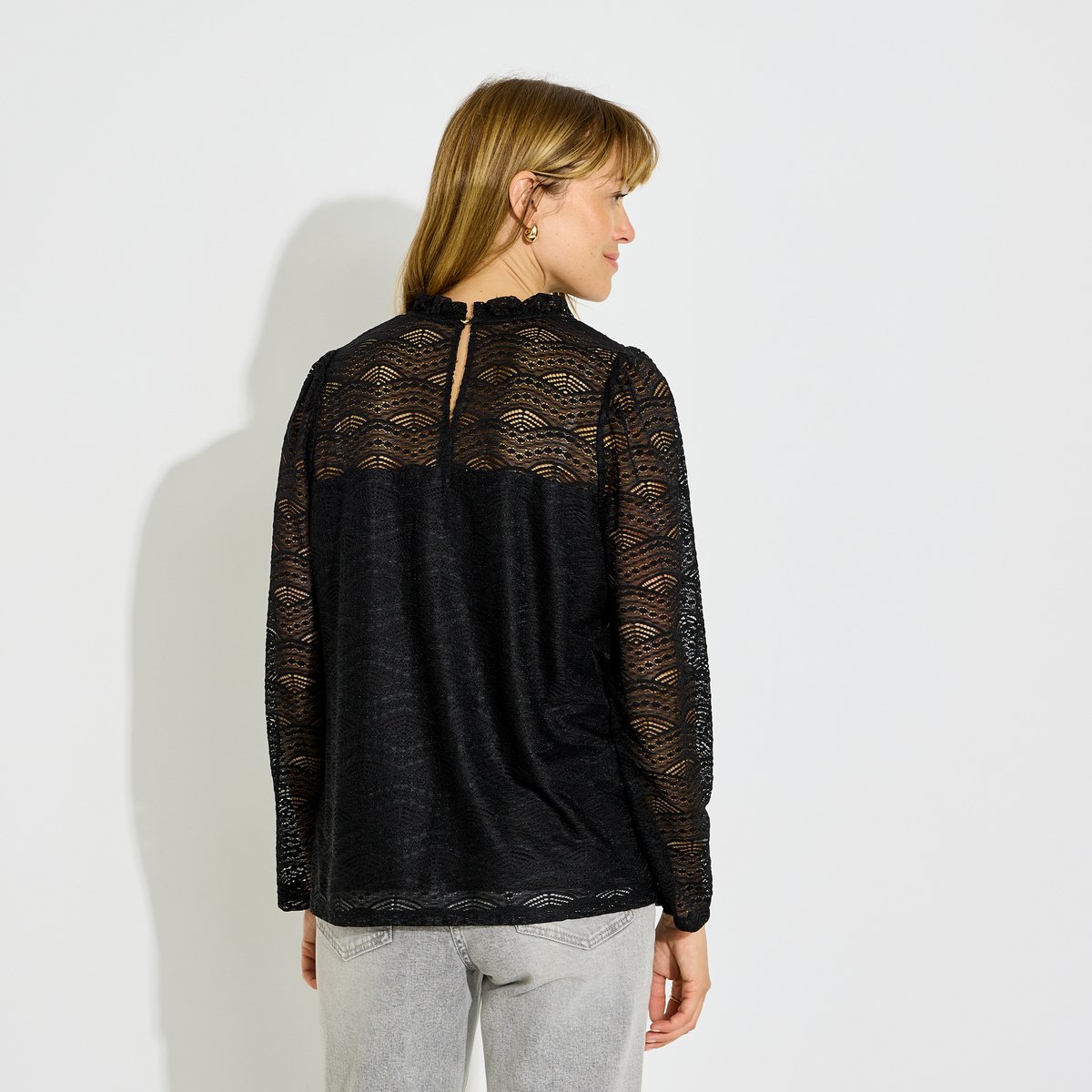 T-shirt col victorien noir, GRAIN DE MALICE