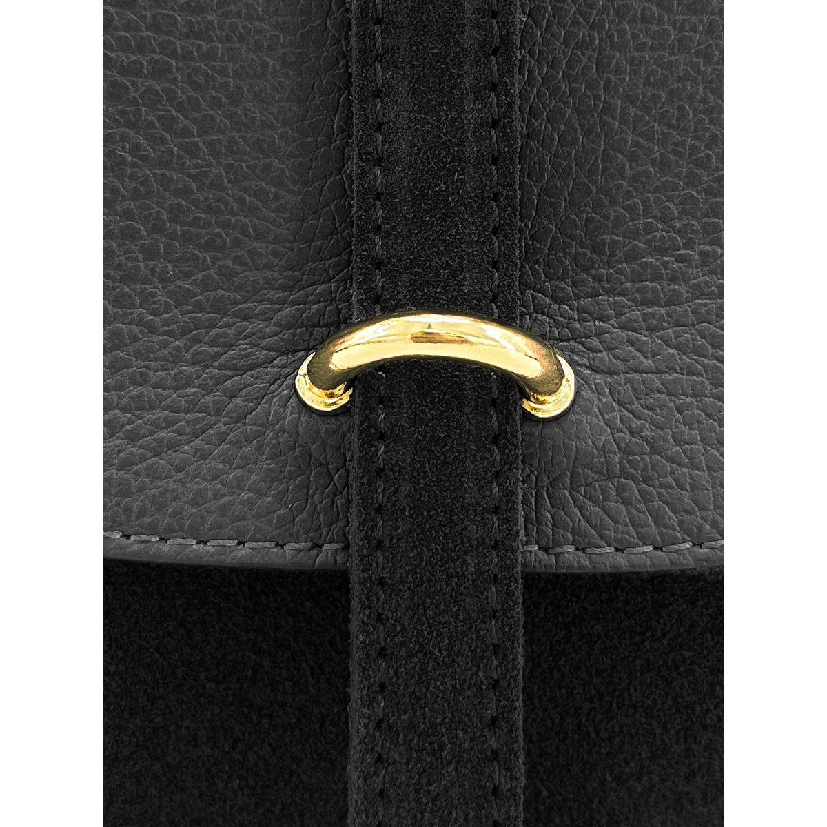 Sac bowling en cuir grainé et croûte de cuir EDITO noir, OH MY BAG