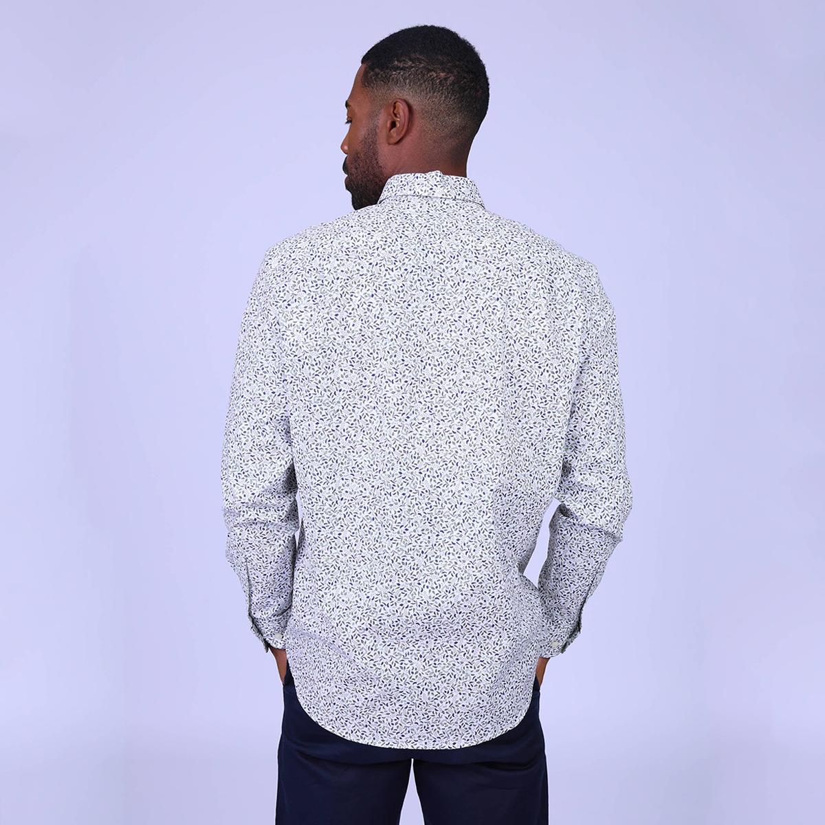 Chemise fleurie Huglin blanc casse, MISE AU GREEN