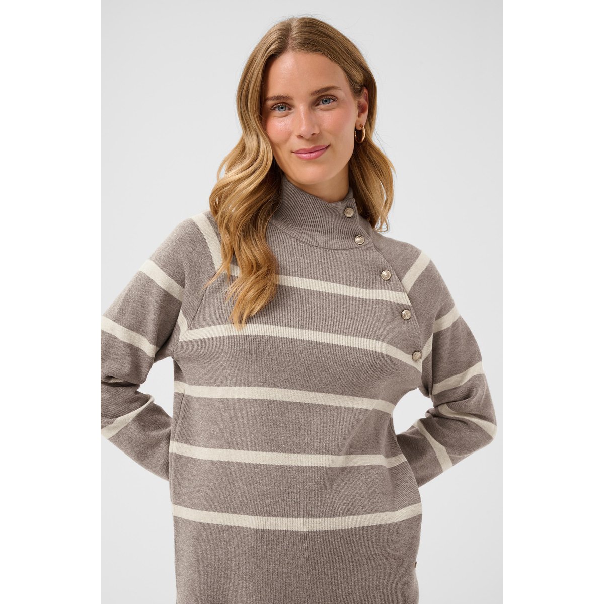 Pullover tricoté beige brown lentil oatmeal stripe, CREAM
