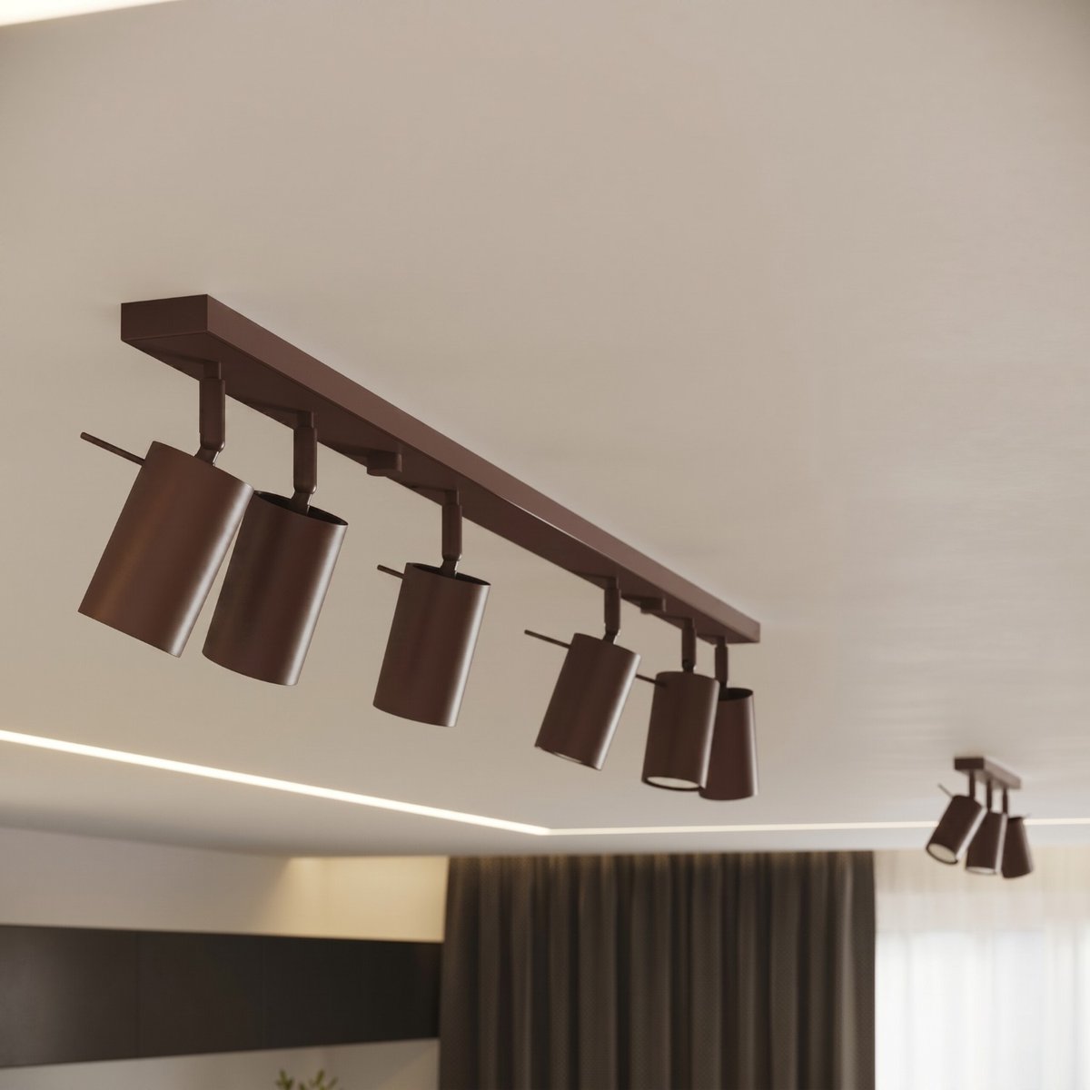 Plafonnier Acier Marron GU10 3 RING marron, EDEN