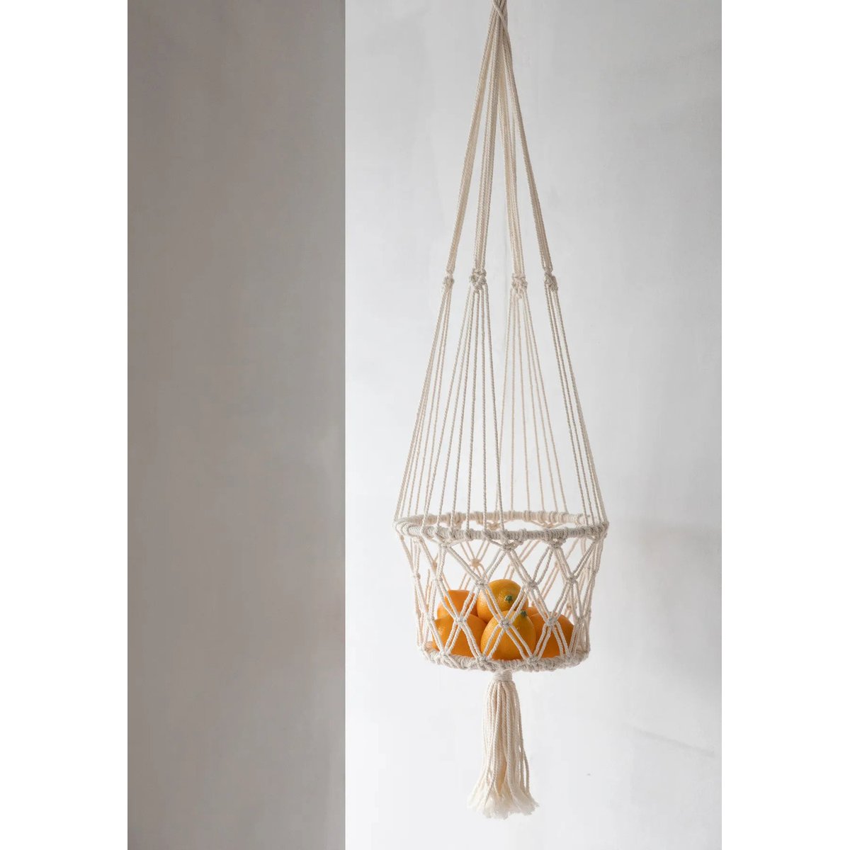 Suspension porte-plante en coton MACRAME blanc, BAZAR BIZAR