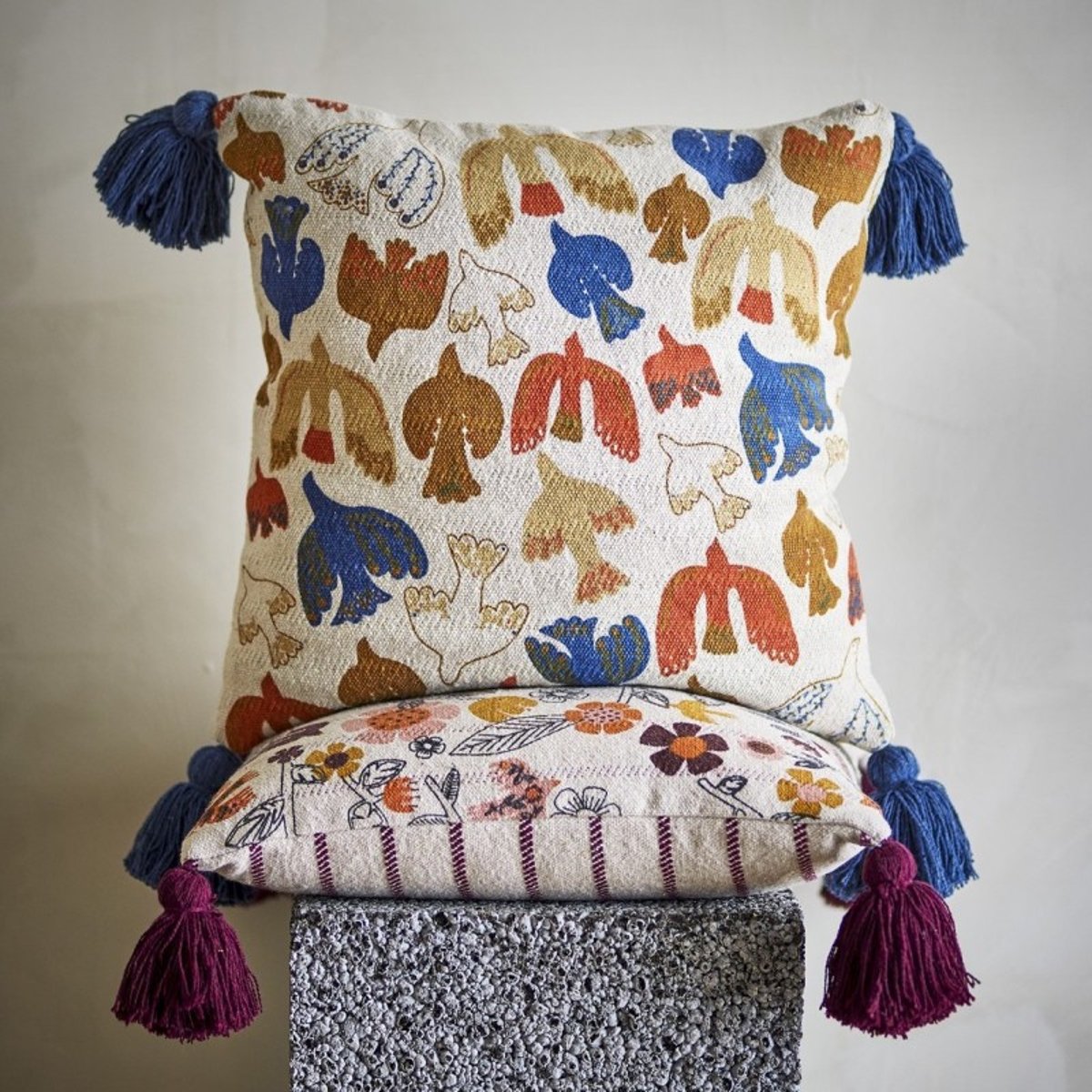 Coussin coton oiseaux Anniversary multicolore, BLOOMINGVILLE