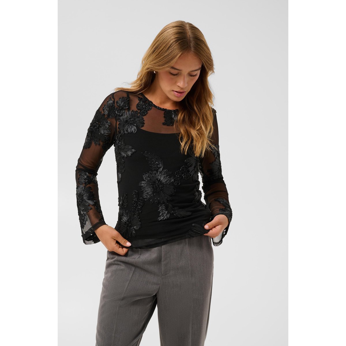 T-shirt à manches longues noir black, KAFFE