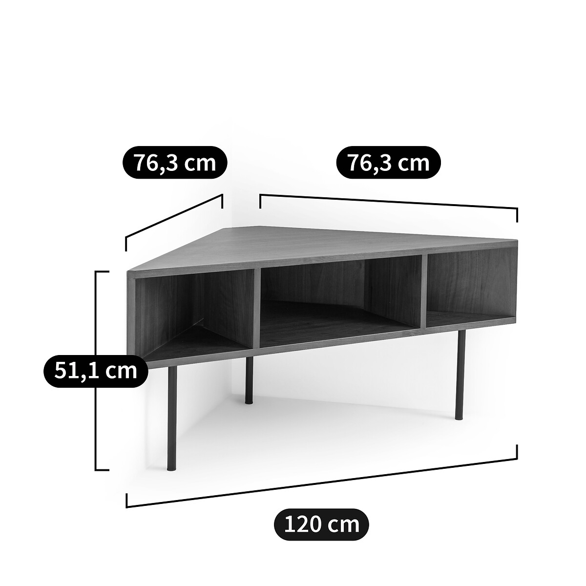 Bianzo TV unit in walnut veneer walnut, LA REDOUTE INTERIEURS