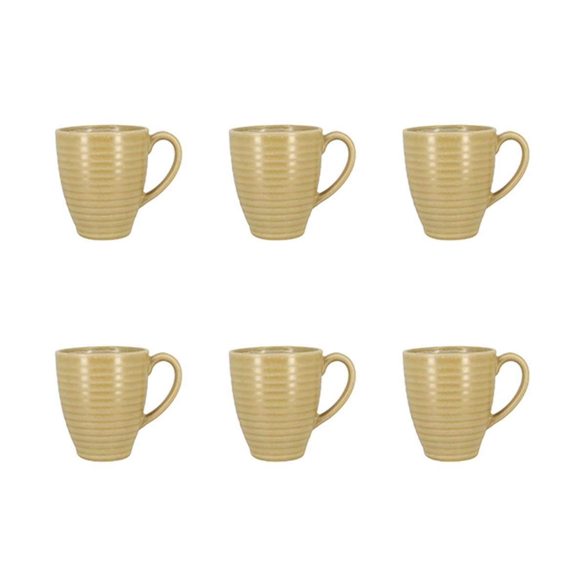 Lot de 6 mugs 37cl en grès, TURBOLINO jaune, NOVASTYL