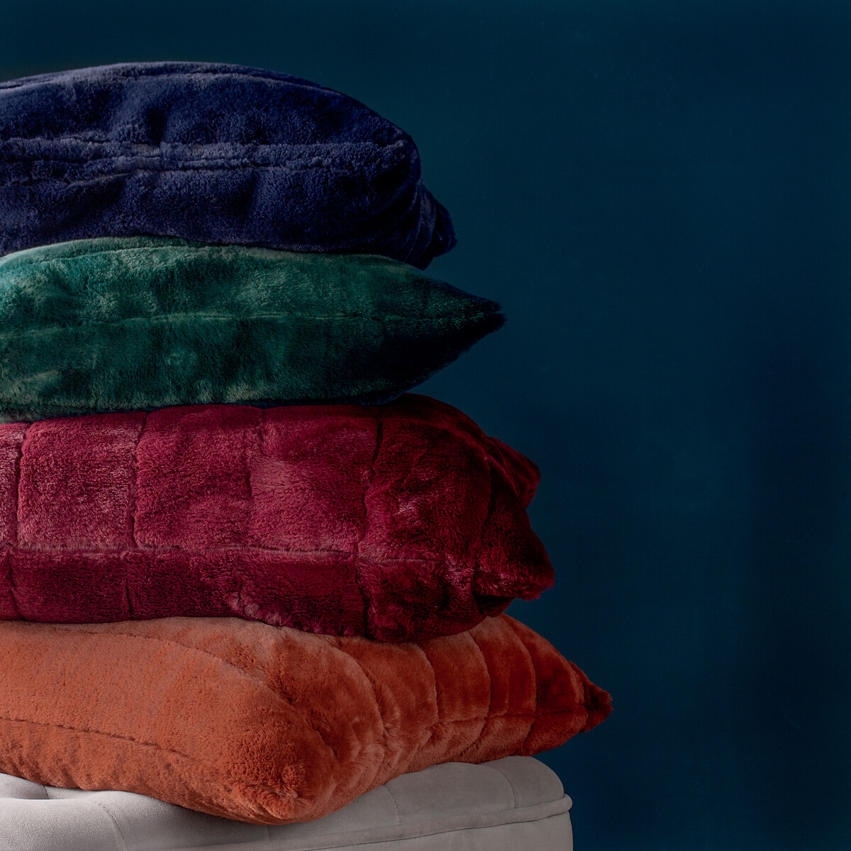 Empress Faux Fur Cushion 45x45cm emerald, PAOLETTI