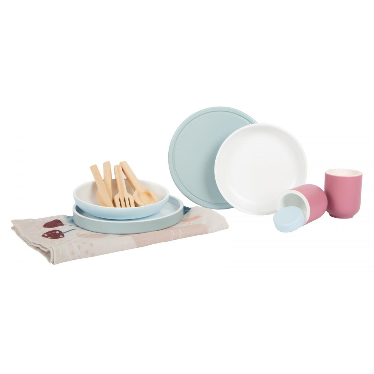 Service de table tasty en bois couleur unique, SMALL FOOT
