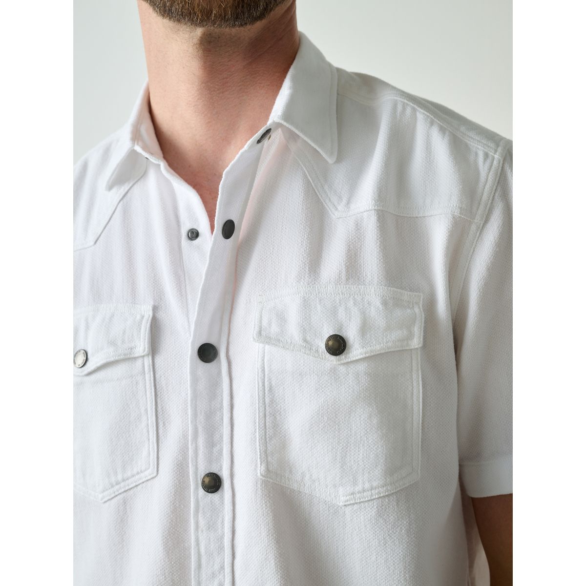 Chemise style western texturée à deux poches blanc, NEXT