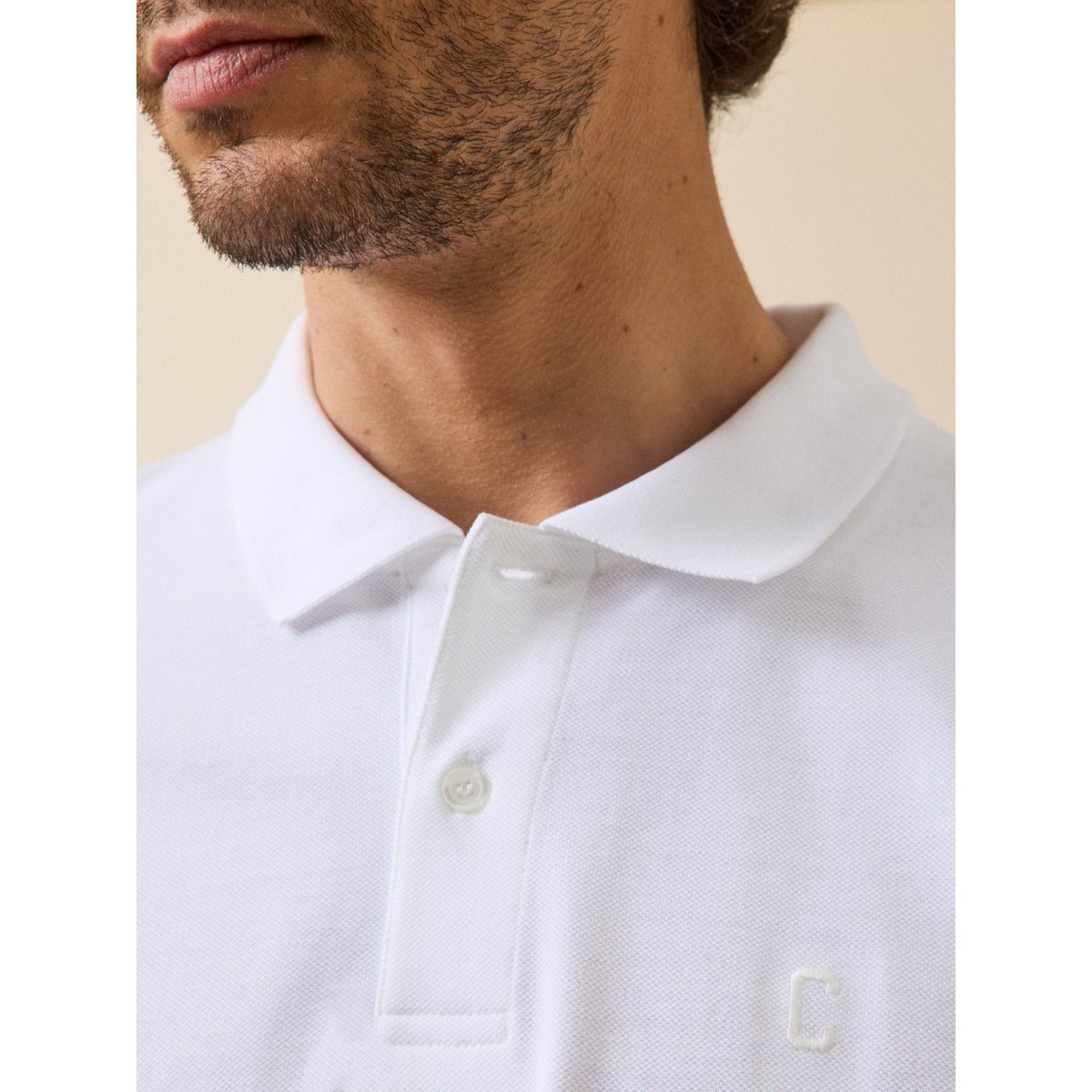 Polo uni maille piquée coton biologique blanc, CYRILLUS