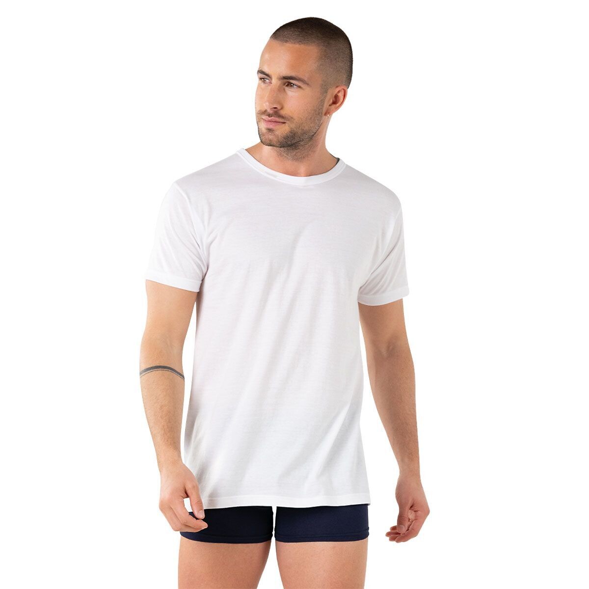 Lot de 2 T-shirts manches courtes en coton blanc, ATHENA