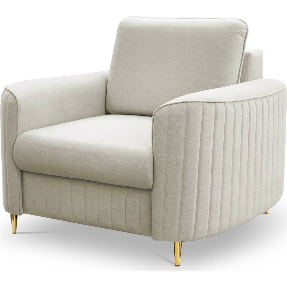 Fauteuil cabriolet en velours PANTANO beige clair, RECOLLECTION