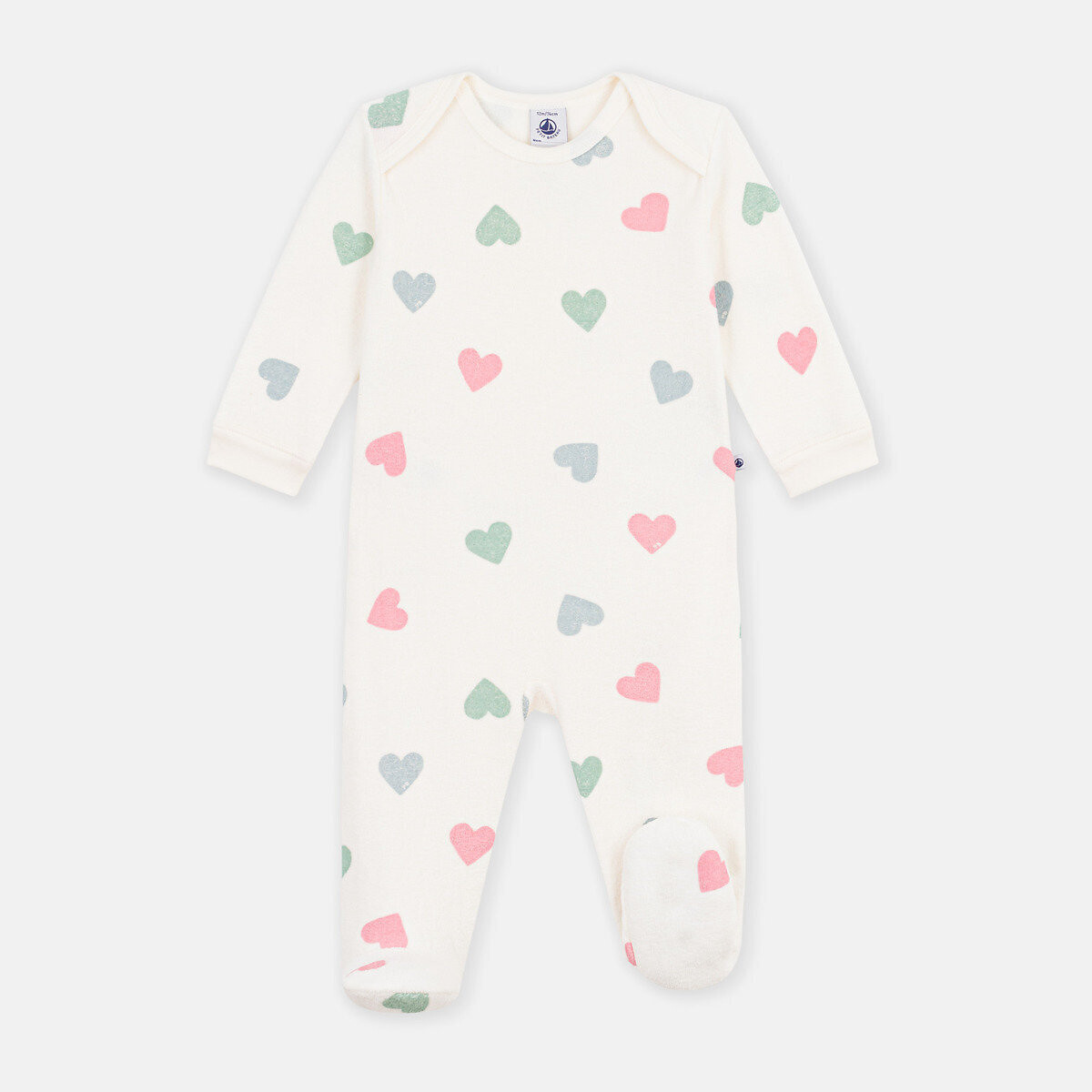Pyjama en coton éponge, imprimé coeurs imprimé coeur, PETIT BATEAU