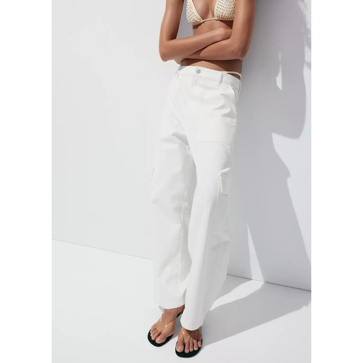 Jean cargo poches blanc, MANGO