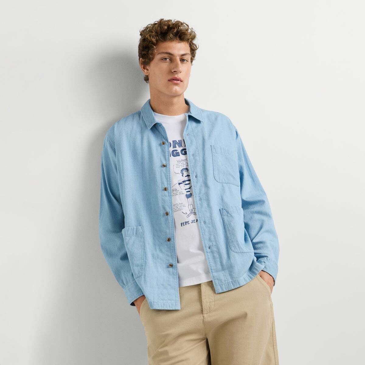 Surchemise En Denim Coupe Décontractée bleu clair, PEPE JEANS
