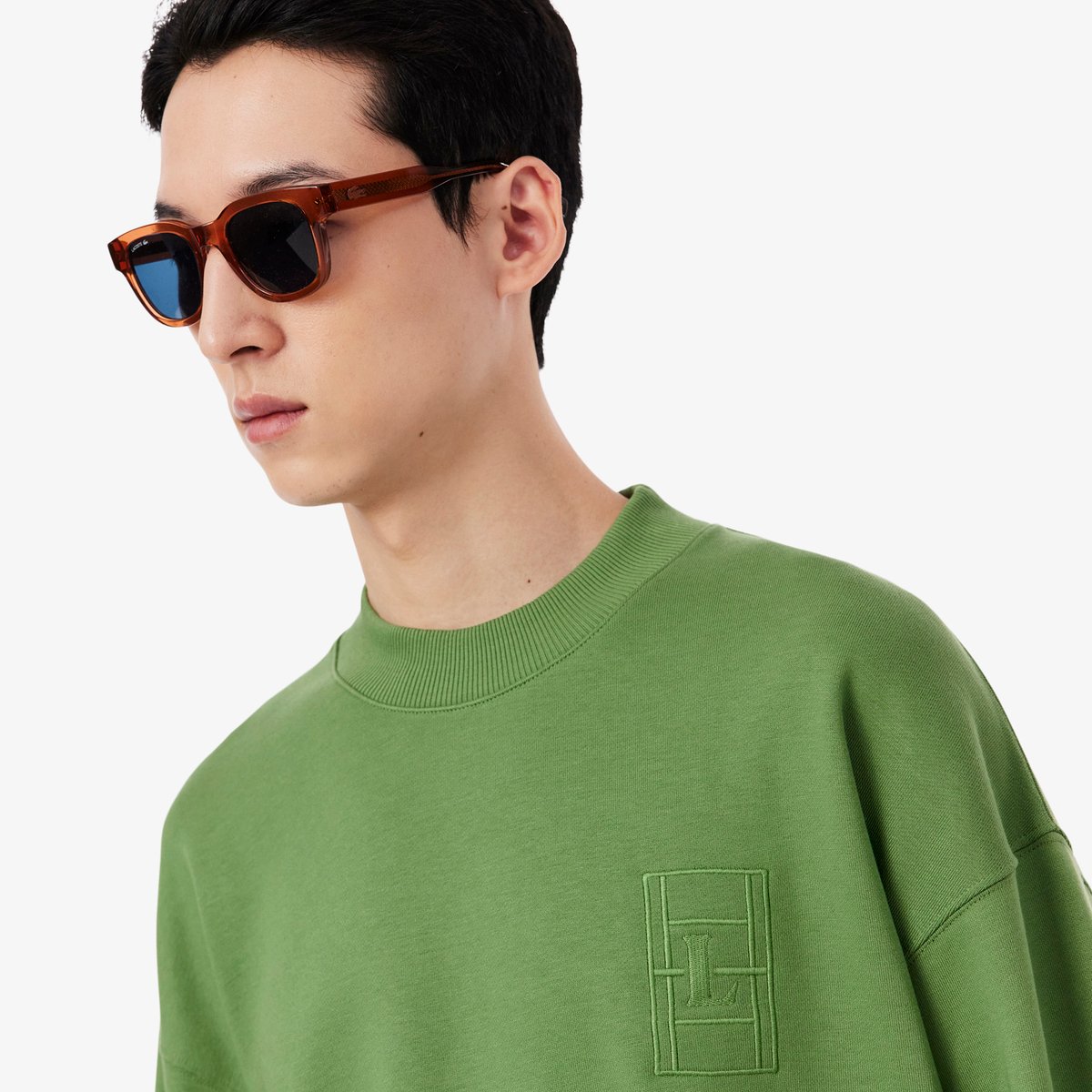 Sweatshirt molleton broderie vert-02m, LACOSTE