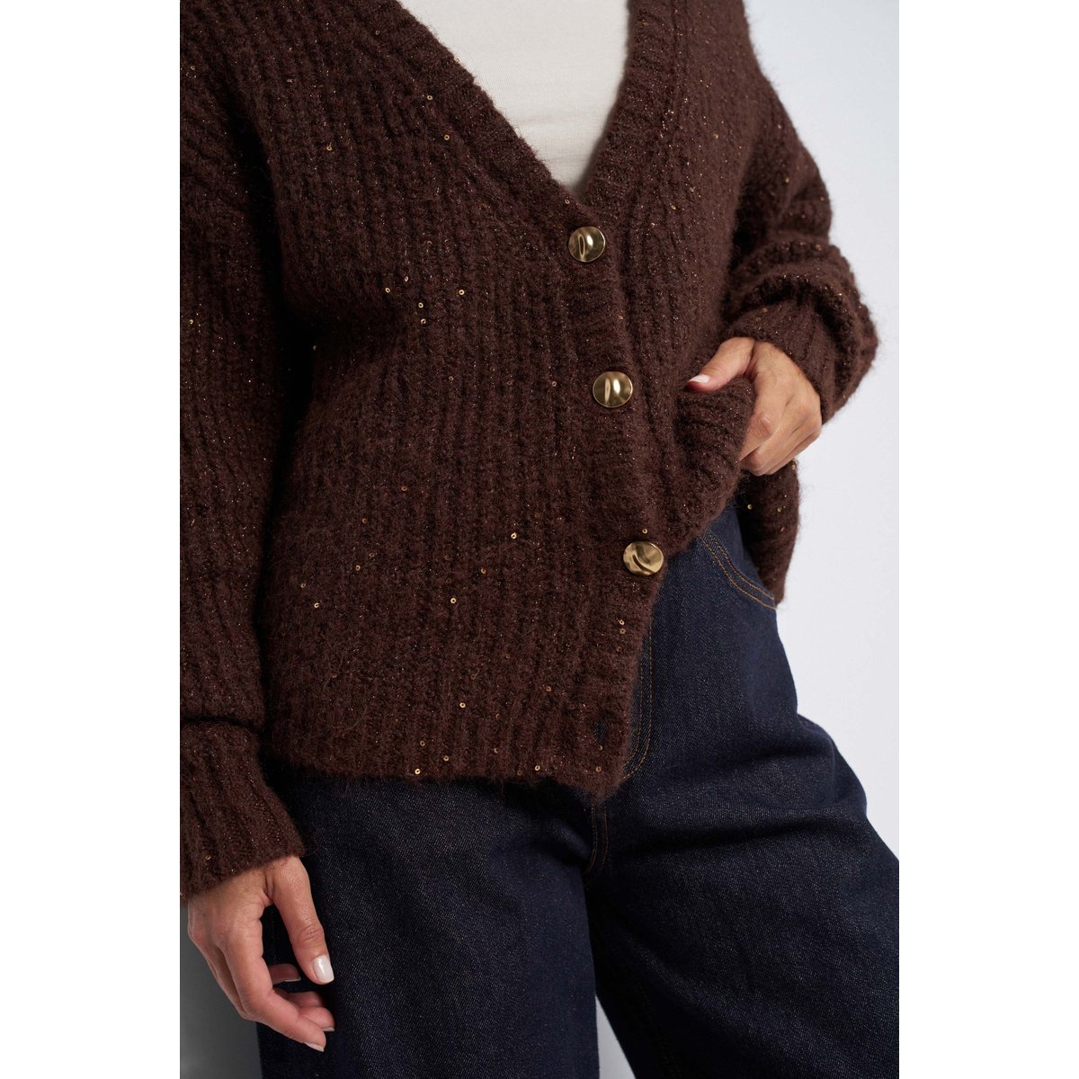CARDIGAN À PAILLETTES marron, SALSA JEANS