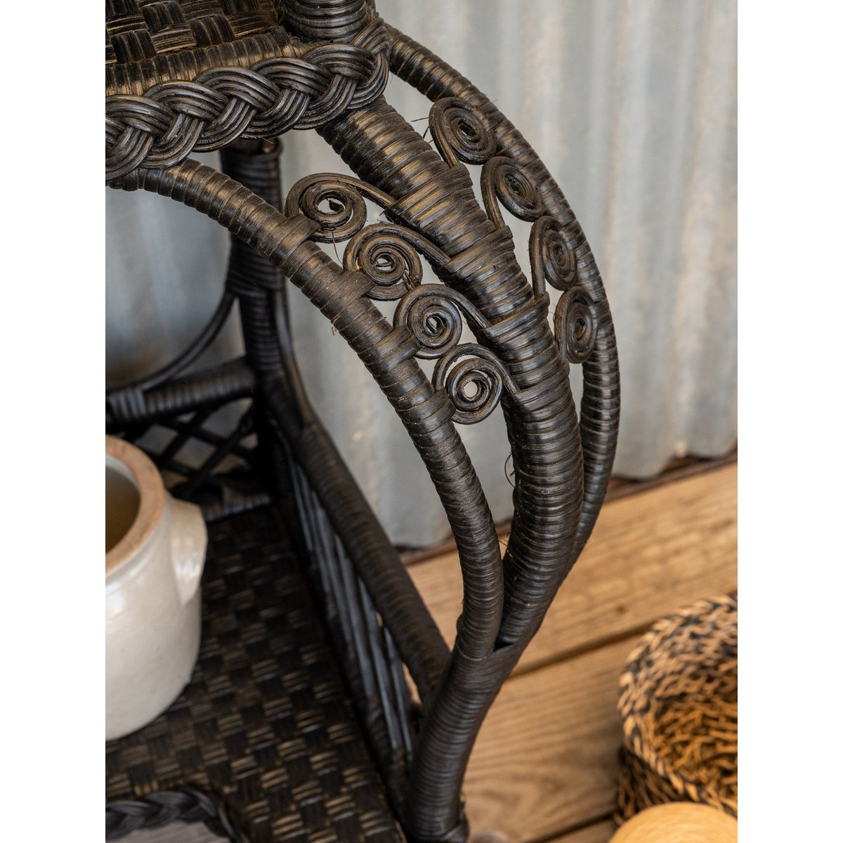Étagère en rotin noir Gaëlle N°1467 - Bon état noir, DEBONGOUT