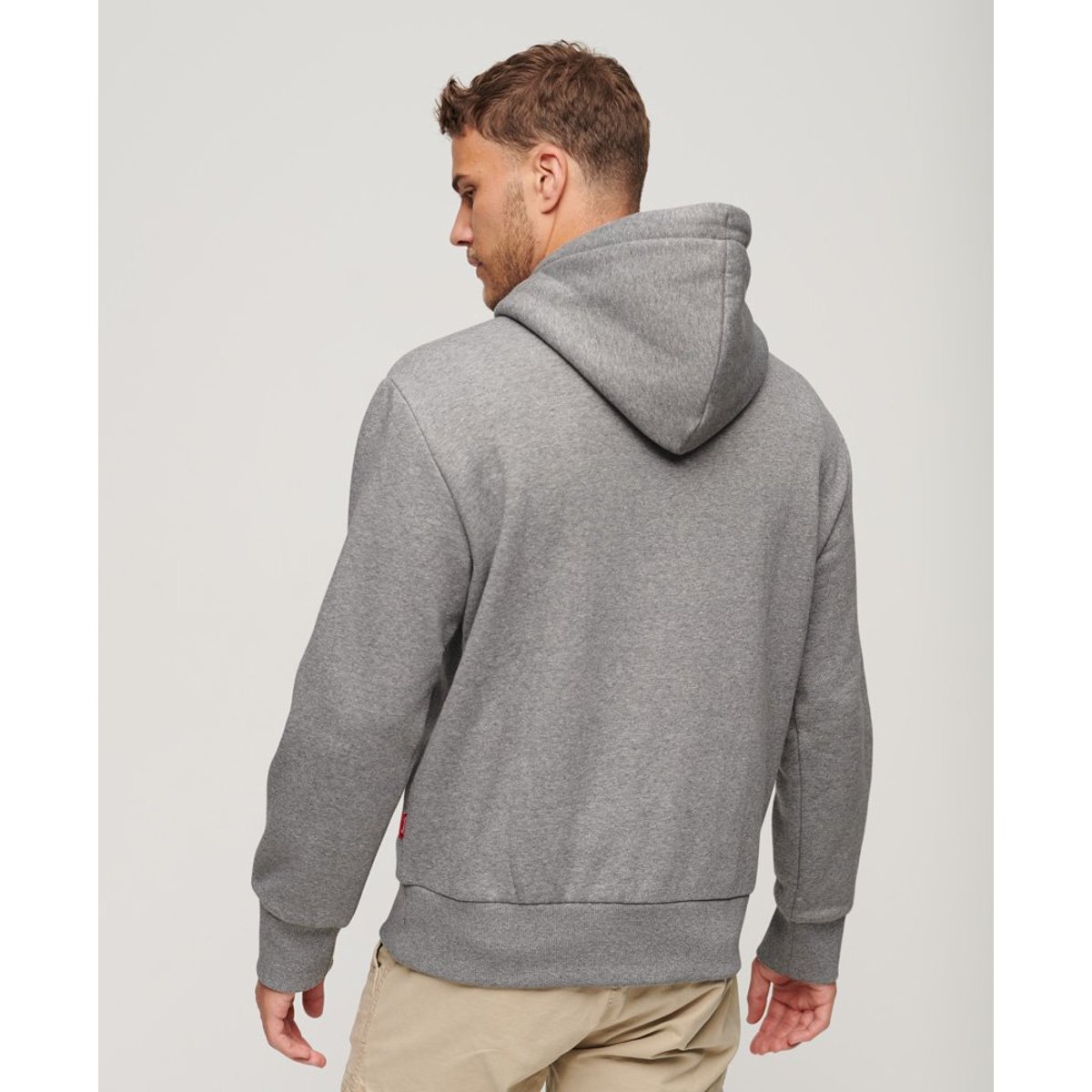 Sweat à capuche et motif Travel Postcard gris foncé moucheté chiné, SUPERDRY