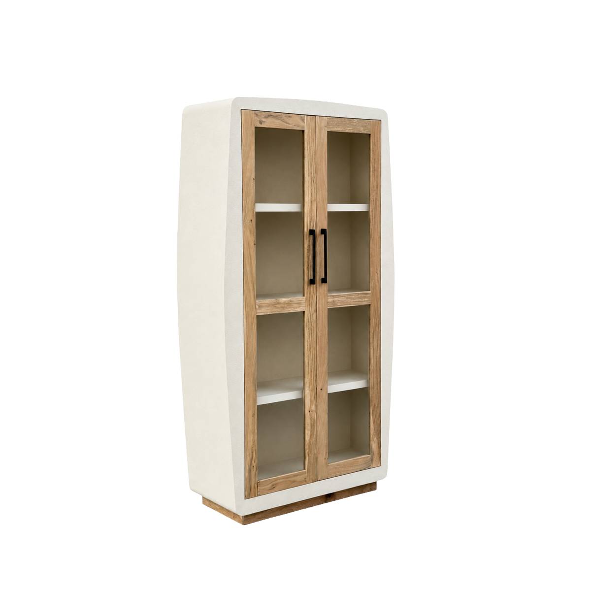 Vitrine en bois effet béton et bois d'acacia DALVA blanc, MADE IN MEUBLES