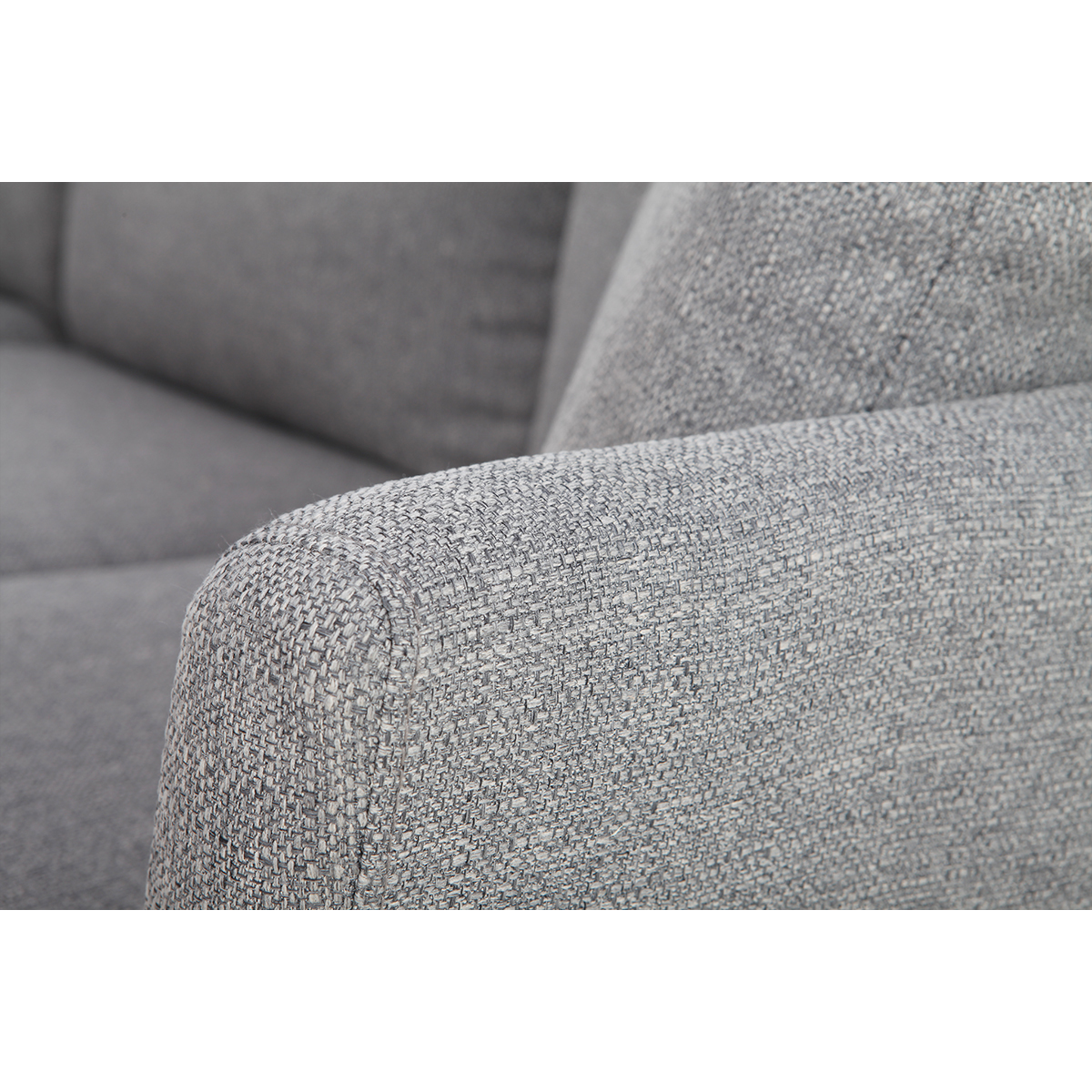 Canapé d'angle déhoussable scandinave 5-6 places en tissu gris clair et bois clair OSLO gris clair, MILIBOO
