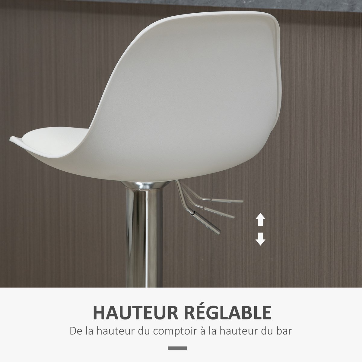 Tabouret de bar Polyuréthane Blanc blanc, HOMCOM