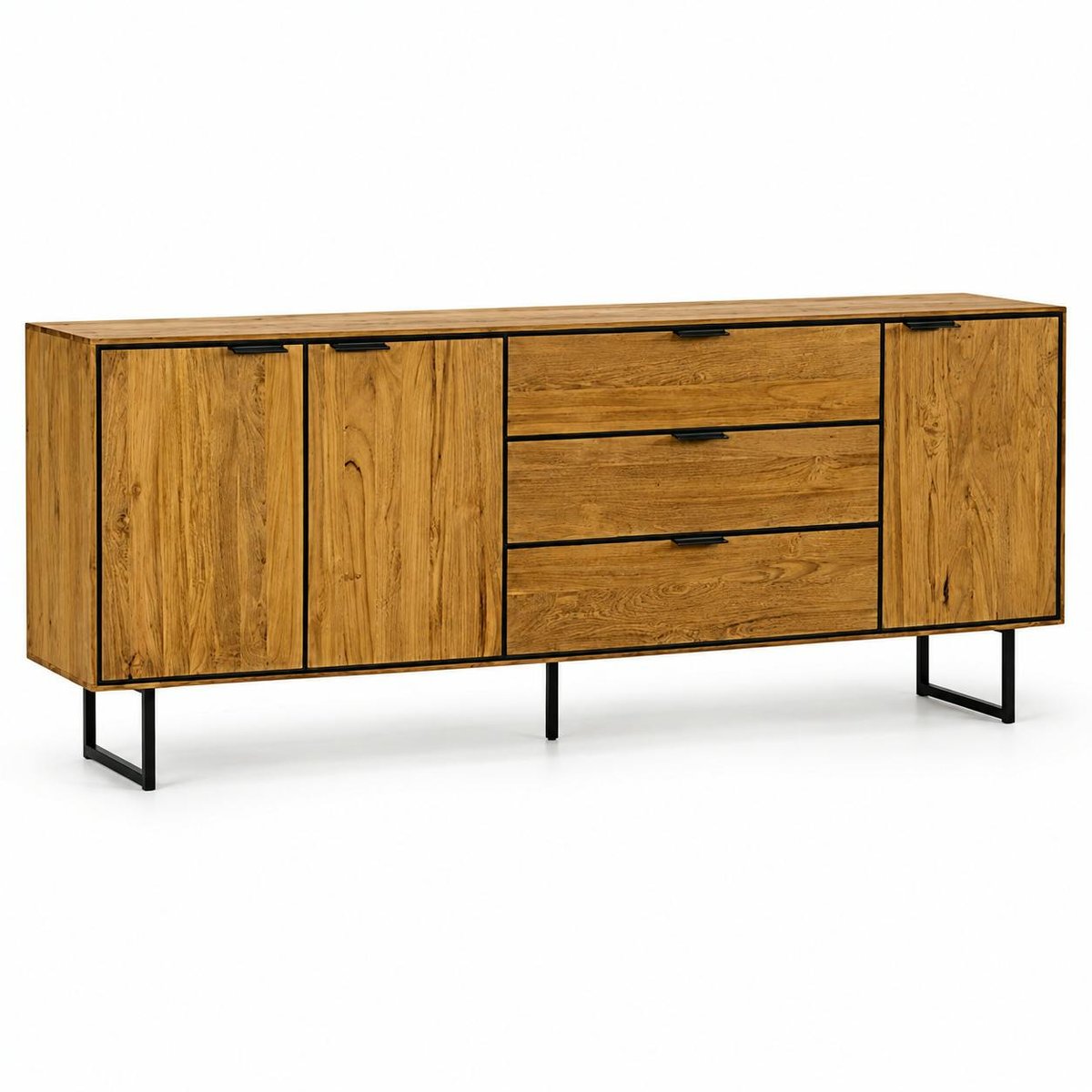 Buffet en teck recyclé 3 portes DEPOK bois naturel, PIER IMPORT