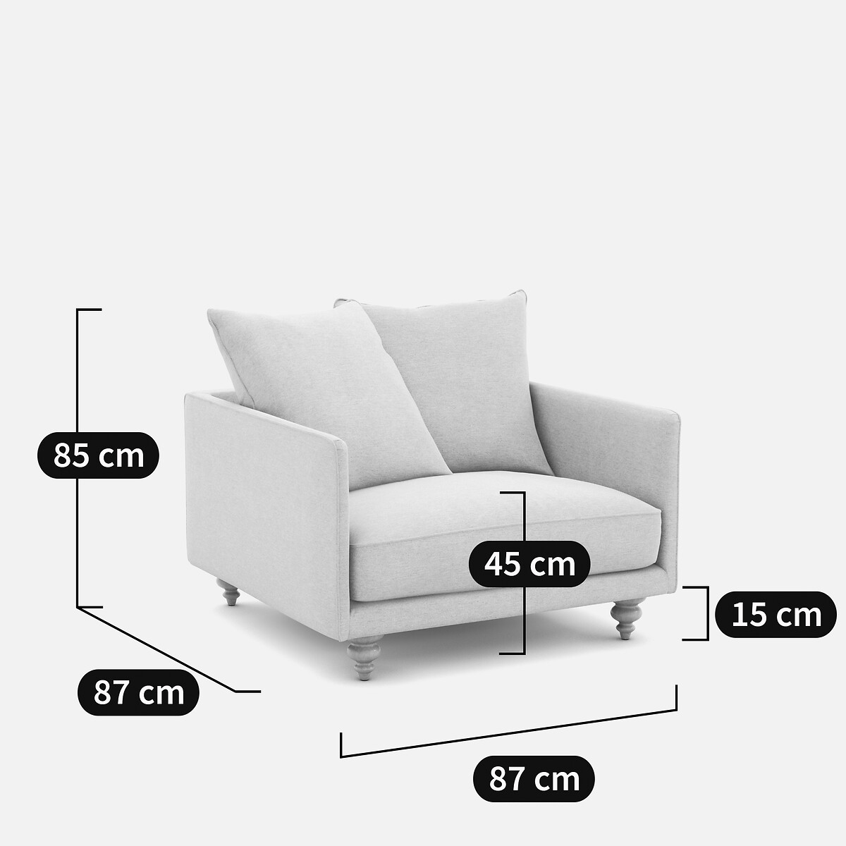 Fauteuil, en toile chinée, LAZARE ivoire, AM.PM