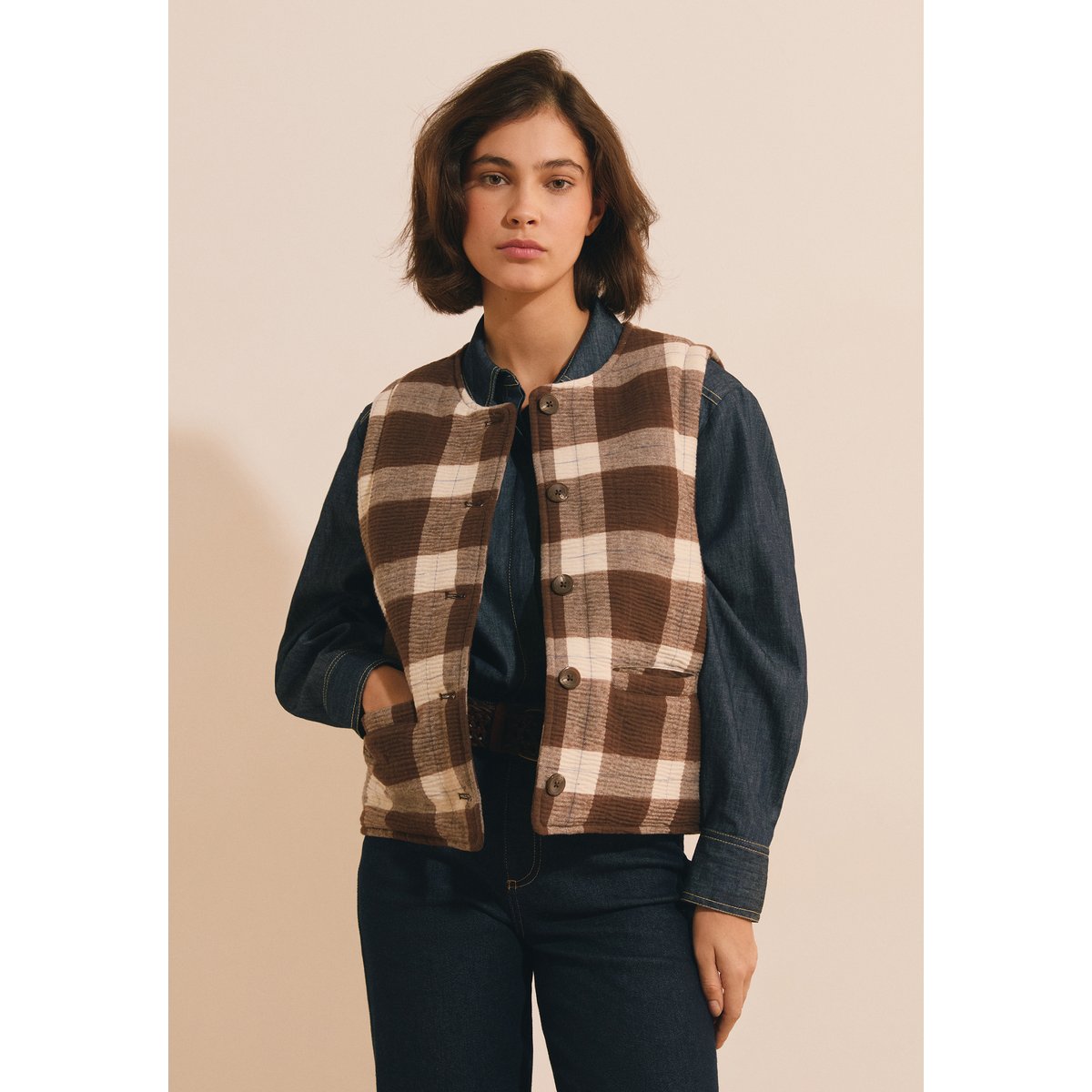 ETAM VESTE JEANNY CRX - GILET marron, ETAM