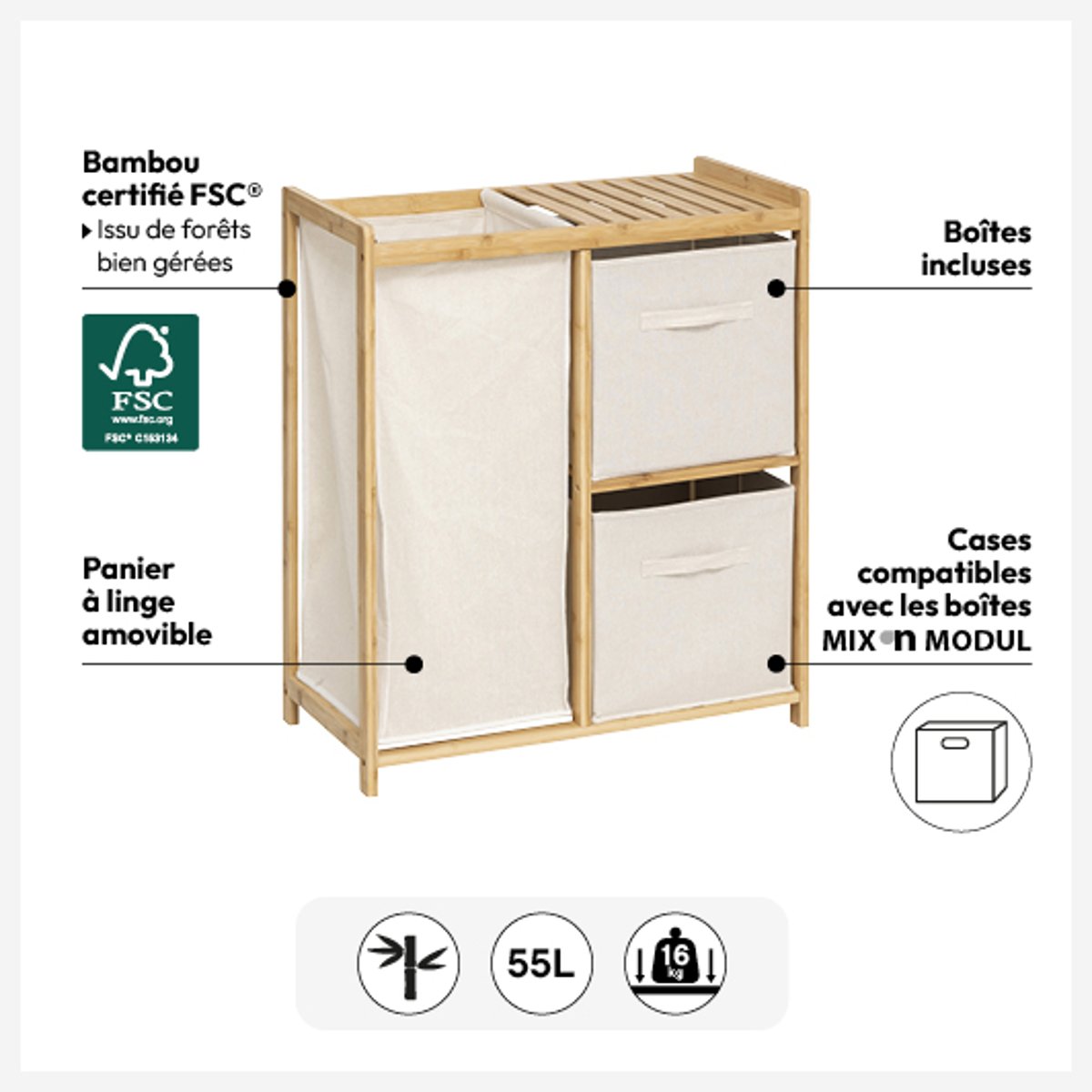 Étagère TIDY BOX beige, 5FIVE SIMPLY SMART