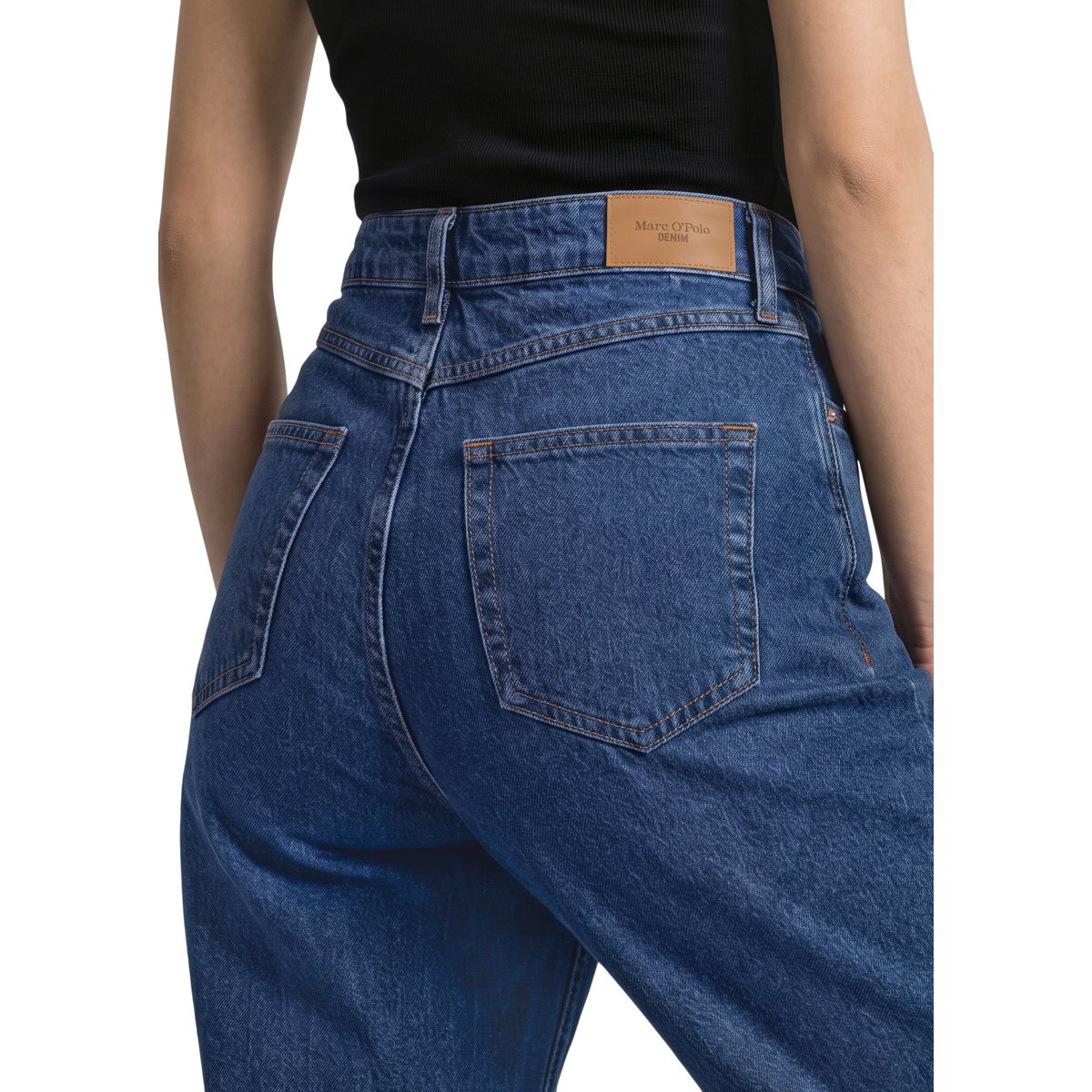 Jean modèle Stine, coupe barrel, longueur raccourcie en pur coton bleu, MARC O’POLO DENIM