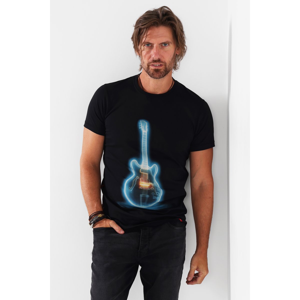 T-Shirt Guitare Néon noir, JOE BROWNS