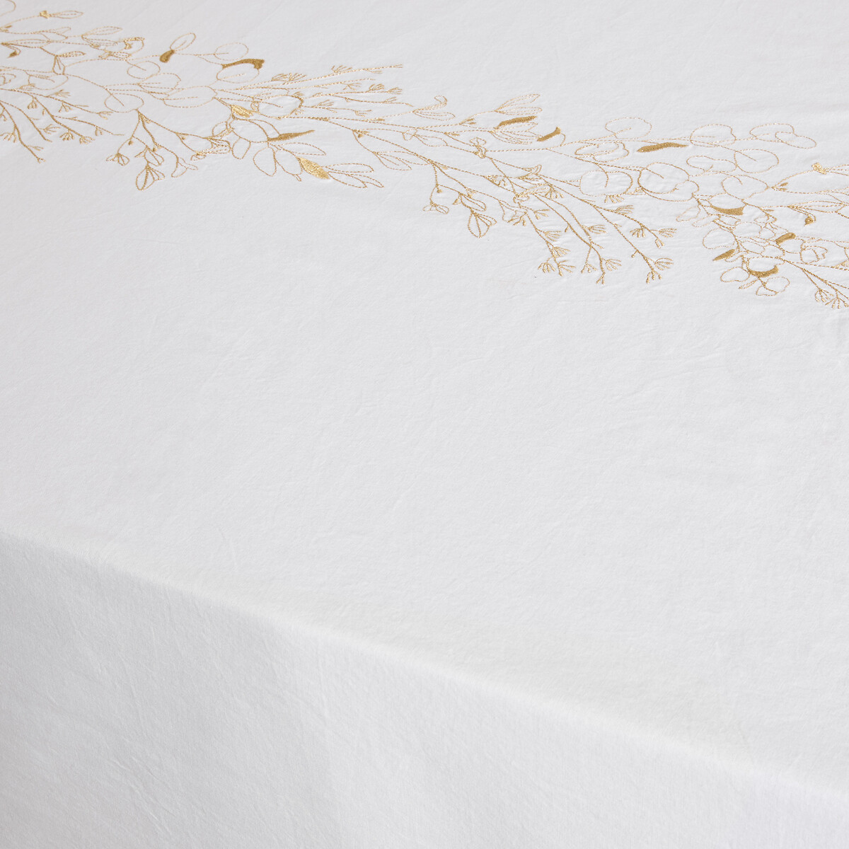 Nappe brodée, en coton lavé, EVANNA blanc, LA REDOUTE INTERIEURS