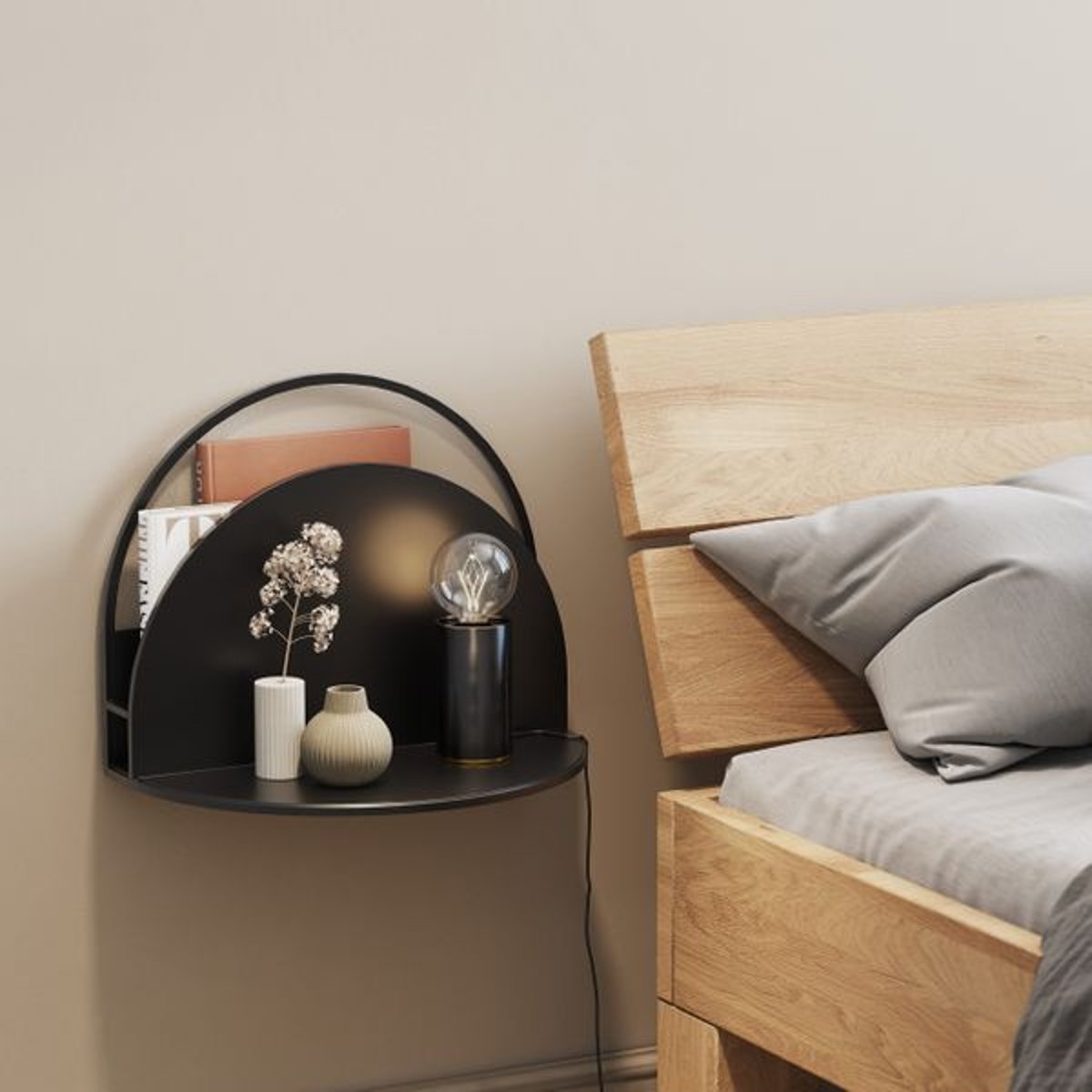 Etagère murale métal  40cm noir, ZAGO
